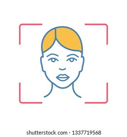 Facial recognition system color icon. Face ID scanning software. Human head. Biometric identity verification. Isolated vector illustration