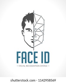 Facial Recognition System - Face As ID - Biometric Logo  