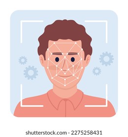 Facial recognition technology flat concept vector spot illustration. Editable 2D cartoon character on white for web design. Computer vision algorithms creative idea for website, mobile app