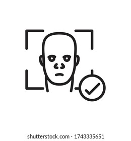 Facial recognition thin line icon. Vector.