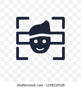 Facial recognition transparent icon. Facial recognition symbol design from Internet security collection. Simple element vector illustration on transparent background.
