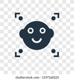 Facial recognition vector icon isolated on transparent background, Facial recognition transparency logo concept