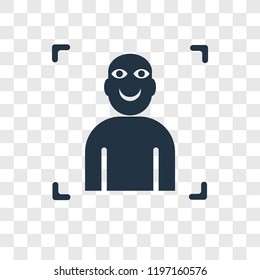 Facial recognition vector icon isolated on transparent background, Facial recognition transparency logo concept