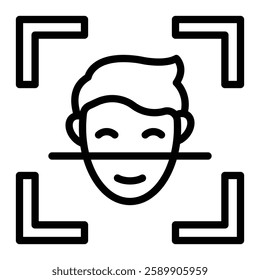 Facial Recognition Vector Line Icon Design For Personal And Commercial Use