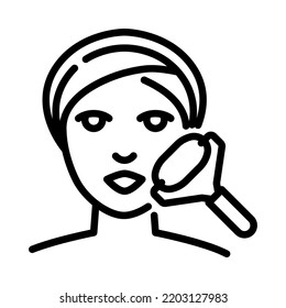 Facial roller outline icon. Spa massage treatment. Beauty Cosmetic and Spa facial treatment. For presentation, graphic design, mobile application or UI. Vector Illustration.
