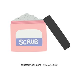 facial scrub for skin care in a pink bottle vector illustration design