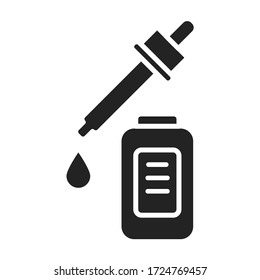 Facial serum black glyph icon. Skin care sign. Cosmetic product. Lifting, moisturizing, treatment procedure. Pictogram for web page, mobile app, promo. UI UX GUI design element.