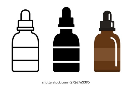 Facial serum bottle. Set of flat vector icons.