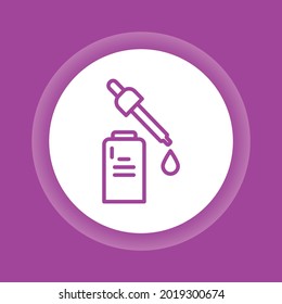 Icono del botón de color sérico facial. Cuidado de la piel. Levantamiento, hidratación, procedimiento de tratamiento. Elemento vector aislado. Esbozo pictograma para página web, aplicación móvil, promoción.