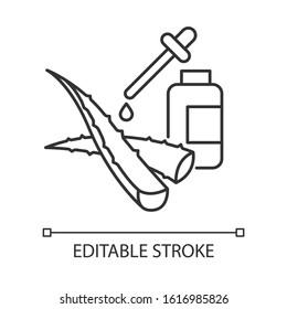 Facial serum pixel perfect linear icon. Plant based liquid. Healing botanical juice. Thin line customizable illustration. Contour symbol. Vector isolated outline drawing. Editable stroke