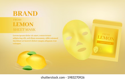 Facial Sheet Mask Banner With Fresh Lemon Protection