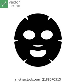 Facial sheet mask icon. Cosmetology, medicine health care. skin care beauty product packaging. Cosmetic spa product for clean skin. solid style. vector illustration. design on white background. EPS 10