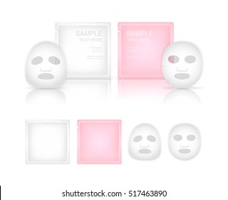 Máscara facial y sobre aislado sobre fondo blanco. Paquete de productos de belleza. Ilustración vectorial.