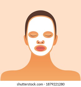 Facial Sheet Mask Skin Care. Modern Flat Vector Illustration. Website Template. Social Media Concept.