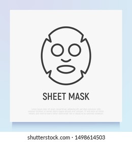 Facial sheet mask thin line icon. Modern vector illustration for beauty shop.