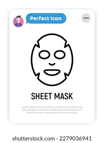 Facial sheet mask thin line icon. Modern vector illustration for beauty shop.