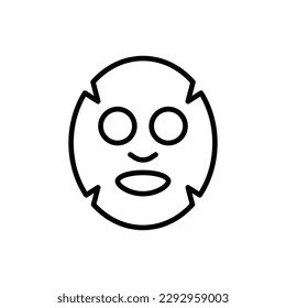 Facial sheet mask thin line icon. Modern vector illustration for beauty shop.