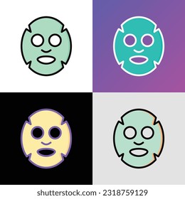 Dünnliniensymbol für die Maske eines Gesichtsblattes. Moderne Vektorgrafik für Beauty-Shop.