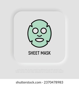 Icono de línea delgada de máscara de hoja facial. Ilustración vectorial moderna para un taller de belleza.