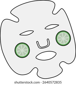 A facial sheet mask with two lime slices placed on the cheeks, symbolizing a refreshing and natural skincare treatment