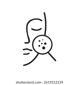 Facial Skin Analysis Icon – Minimalist Skincare and Dermatology Line Art Design