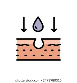 Facial Skin Care Cleansing Color Pictogram. Pore Cleansing Flat Icon. Skin Treatment Icon. Isolated Vector Illustration. Cleansing, acid, exfoliating, moisturizing, rejuvenating, blackheads pimples se