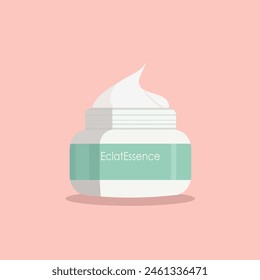 Facial skin care. Cosmetic masks, cream, lotion, soap, face scrub. Illustration, vector