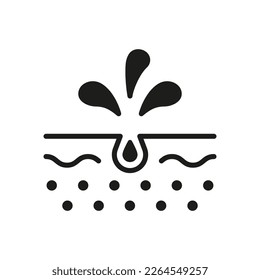 Facial Skin Care Glyph Pictogram. Unclog Skin Face of Dirty Blackhead and Dust Icon. Cleansing Clogged Deep Pore Silhouette Icon. Isolated Vector Illustration.