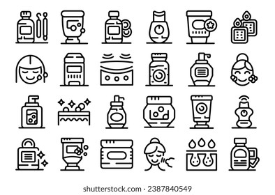 Facial Skin Cleaner icons set outline vector. Face skin healthy. Device peeling