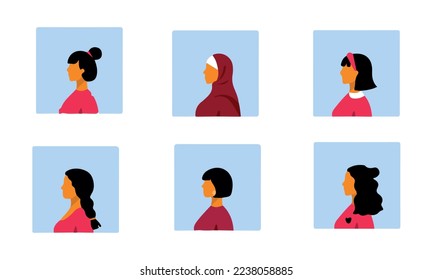 facial skin and hair color silhouettes of women