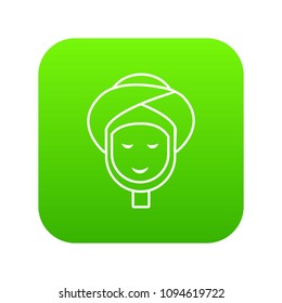 Facial spa treatment icon green vector isolated on white background