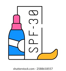 facial sunscreen, oil for face and body spf-30 line icon vector. facial sunscreen, oil for face and body spf-30 sign. isolated symbol illustration