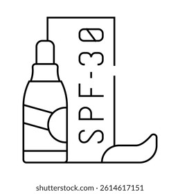 facial sunscreen, oil for face and body spf-30 line icon vector. facial sunscreen, oil for face and body spf-30 sign. isolated contour symbol black illustration