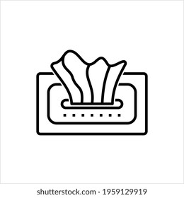 Facial Tissue Box Icon, Soft Disposable Paper Handkerchief Vector Art Illustration