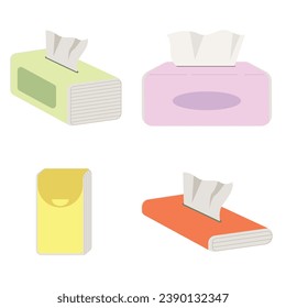 Facial tissue flat illustration set