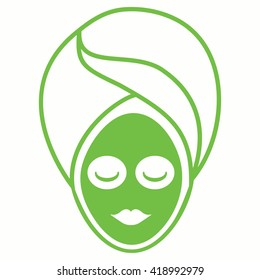 facial treatment face mask cosmetic clean salon spa skin care green icon