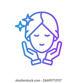 Ilustración vectorial de gradiente de línea de ícono de tratamiento facial