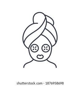 Facial treatment icon, linear isolated illustration, thin line vector, web design sign, outline concept symbol with editable stroke on white background.