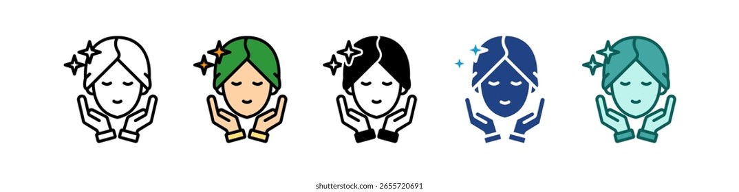 Ilustração de vetor múltiplo de ícone de tratamento facial