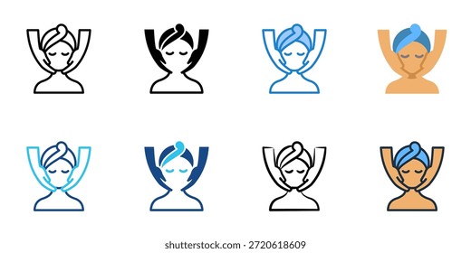 Los iconos del tratamiento facial fijan la colección múltiple del estilo. Trazo editable 

