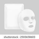 Facial upper lower cosmetic mask mockup with sachet mockup.Vector illustration isolated on grey background. Can be use for template your design, presentation, promo, ad. EPS10.	