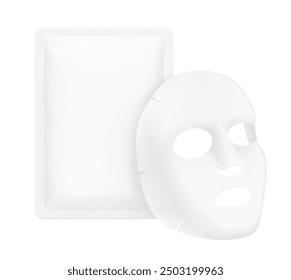 Facial upper lower cosmetic mask mockup withsachet mockup. . Vector illustration isolated on white background. Can be use for template your design, presentation, promo, ad. EPS10.	