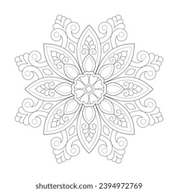 Facile Coloring book page Mandala design vector file