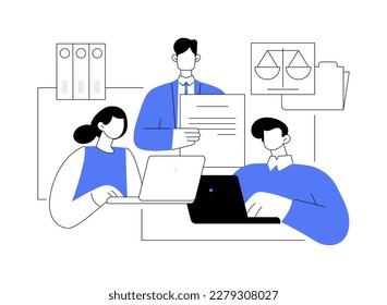 Facilitate business negotiations abstract concept vector illustration. Lawyer is present at business negotiations, legal service, banking and finance, international transactions abstract metaphor.