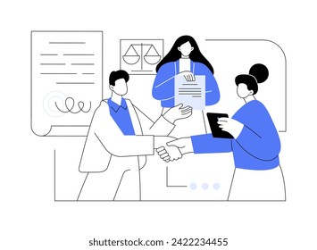 Facilitate business negotiations isolated cartoon vector illustrations. Lawyer at negotiations of business partners, legal service, banking and finance, international transaction vector cartoon.