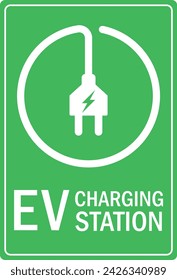 "Facilitar la carga del vehículo eléctrico con nuestro vector de punto de carga EV. Ideal para imágenes de transporte ecológicas. Diseño claro e informativo".