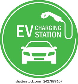 "Facilitar la carga del vehículo eléctrico con nuestro vector de punto de carga EV. Ideal para imágenes de transporte ecológicas. Diseño claro e informativo".