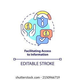 Facilitating access to information concept icon. Responsibility of information sector abstract idea thin line illustration. Isolated outline drawing. Editable stroke. Arial, Myriad Pro-Bold fonts used