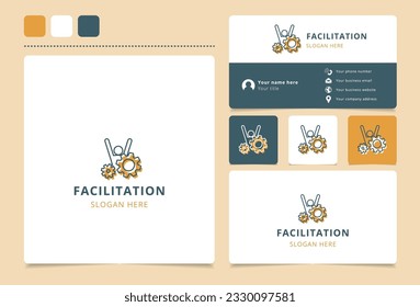 Facilitation logo design with editable slogan. Branding book and business card template.