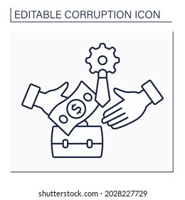 Facilitation payment line icon. Induce officials to perform routine functions with intention of expediting an administrative process. Corruption concept. Isolated vector illustration. Editable stroke